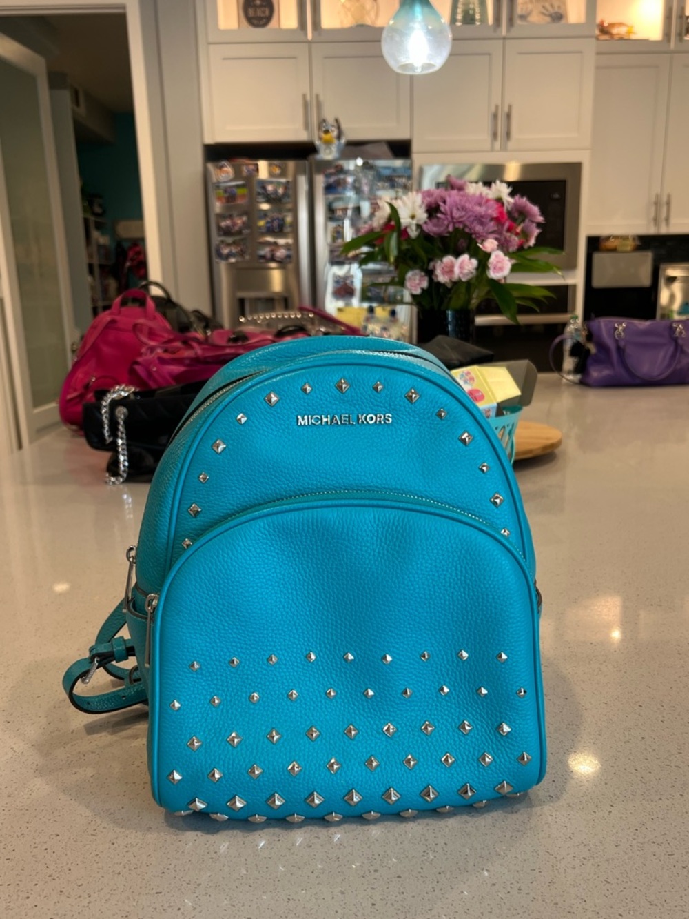 Michael Kors Abbey Medium Studded Pebbled leather Backpack